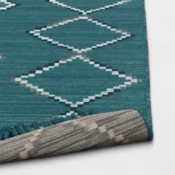 7' X 10' Soft Moroccan Woven Tapestry With Double Knot Fringe Outdoor Rug Teal - Opalhouse™ -Haven Decor Shop GUEST 3a15645d 40e3 4c67 92df d55f6ad30a10 1