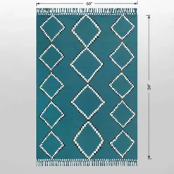5' X 7' Soft Moroccan Tapestry With Double Knot Fringe Woven Outdoor Rug Teal - Opalhouse™ 7 5' X 7' Soft Moroccan Tapestry With Double Knot Fringe Woven Outdoor Rug Teal - Opalhouse™ -Haven Decor Shop GUEST 59e527ba 7512 4b3c 92ea 0b2f51cfc486