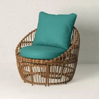 Topanga Club Chair With Ottoman - Blue/Brown - Opalhouse™ Designed With Jungalow™ 2 Topanga Club Chair With Ottoman - Blue/Brown - Opalhouse™ Designed With Jungalow™ - Image 2