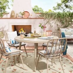 Leona 46" Round Crushed Bamboo Stamped Steel Top Patio Dining Table - Opalhouse™ -Haven Decor Shop GUEST f04b764c a584 4bfe b9ea 6c0ea8ed5c2c